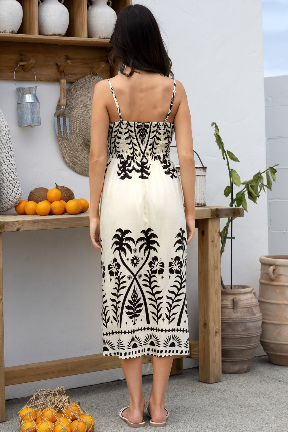 Emily Midi Dress - Sweeheart Neckline Sun Dress with Tie at Bust in Savana Print