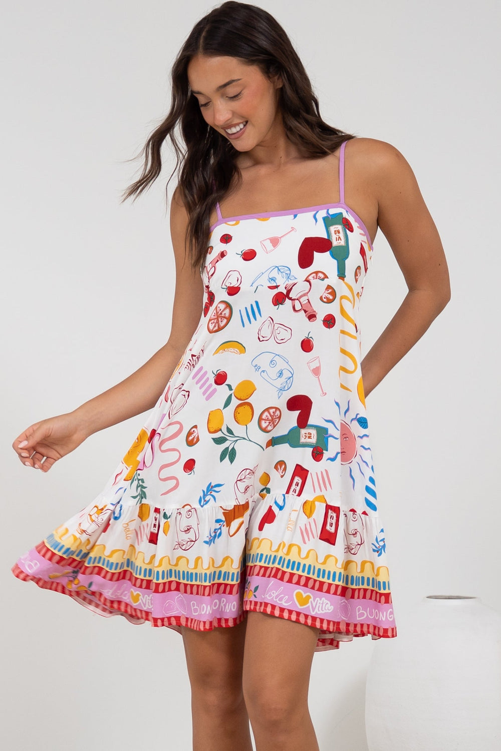 Essie Mini Dress - Sun Dress With Shirred Back In Dolce Vita