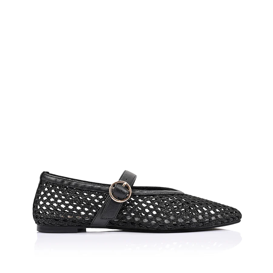 Eunice Woven Ballet Flats - Black