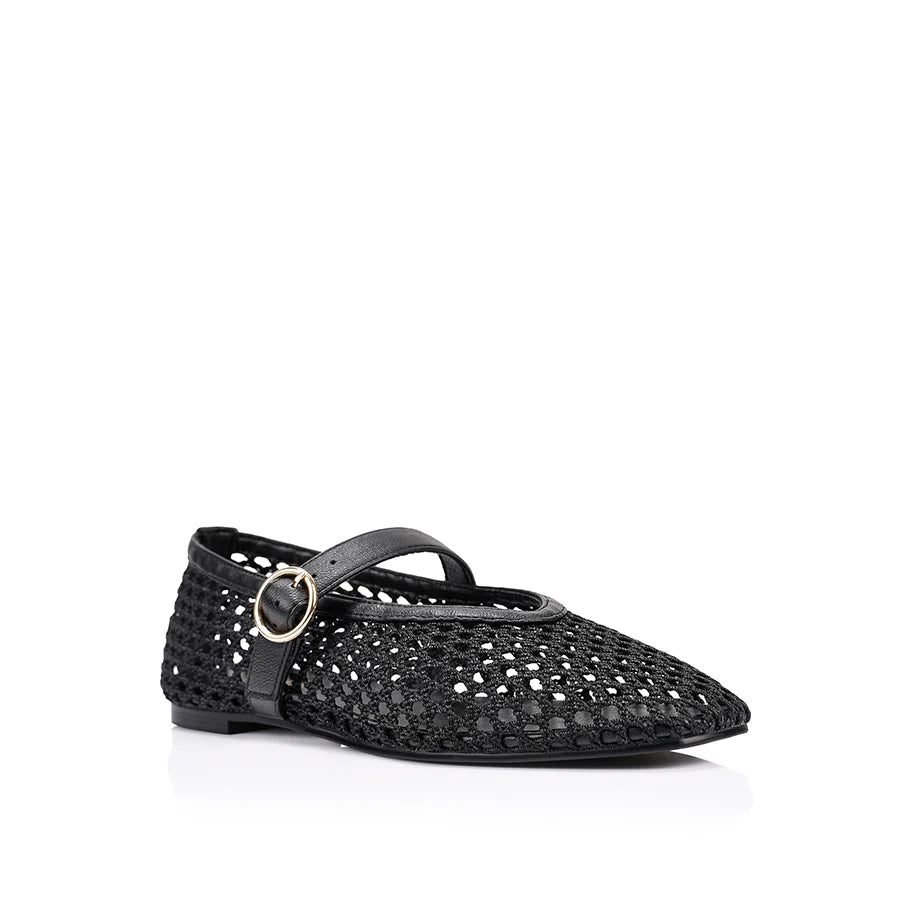 Eunice Woven Ballet Flats - Black