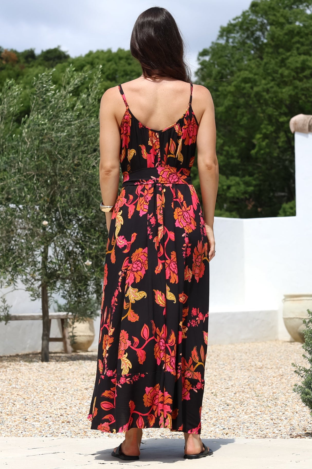Frederique Maxi Dress - Relaxed Sun Dress with Detachable Waist Tie in Valerie Print