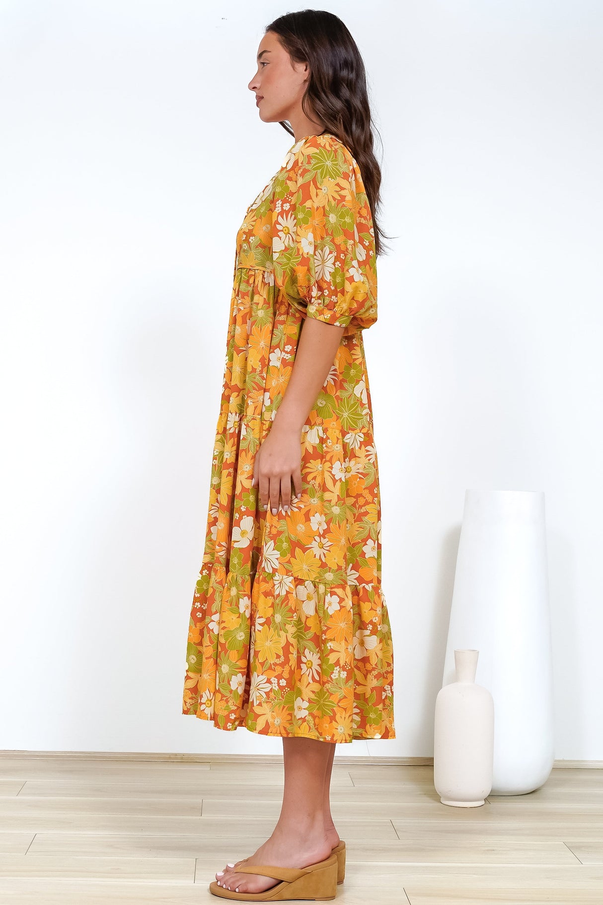 Gloria Maxi Dress - Tiered Smock Dress in Camira Print