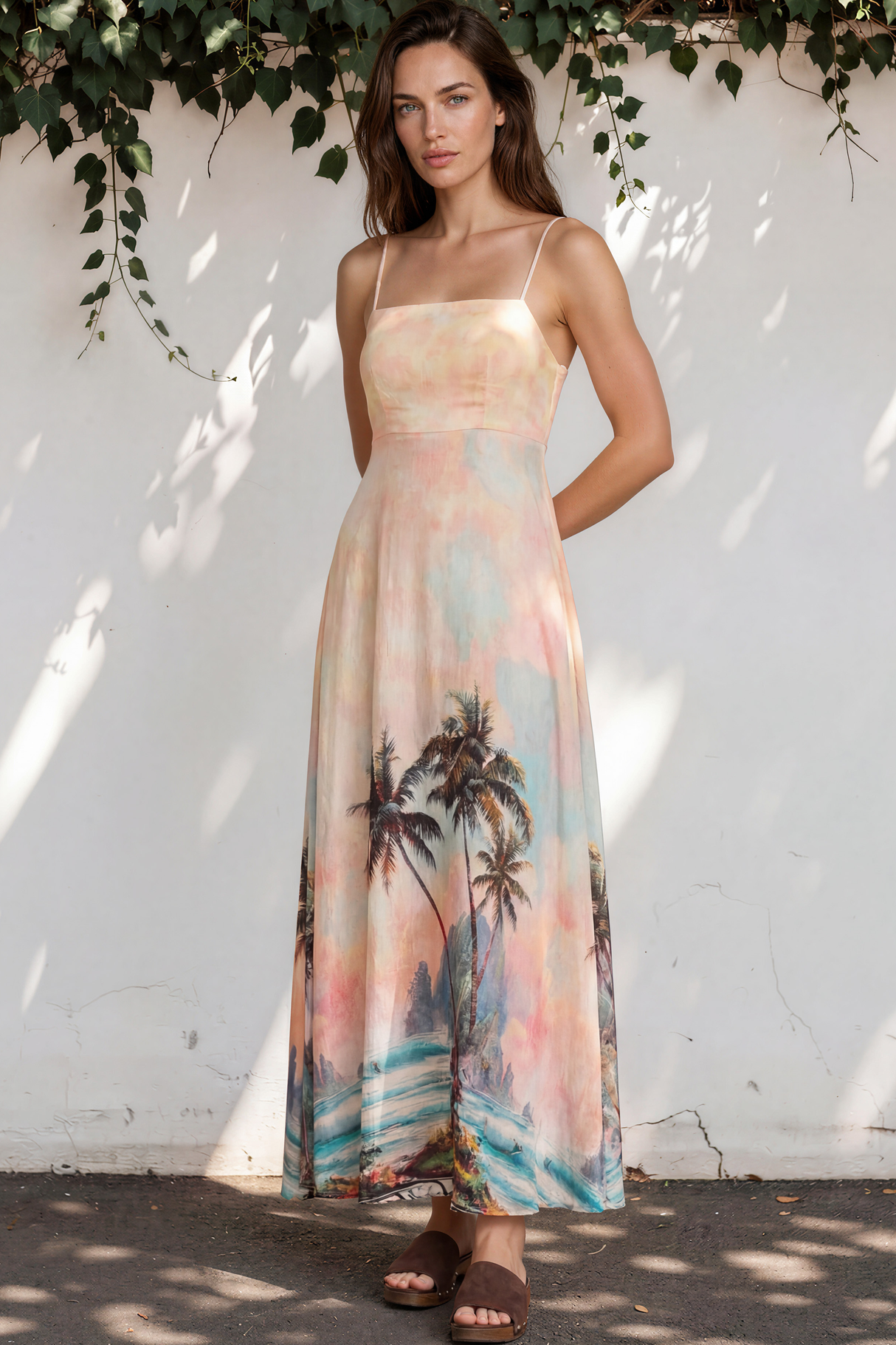 Model wearing Gretal Maxi Dress in Darya Print from Salty Crush