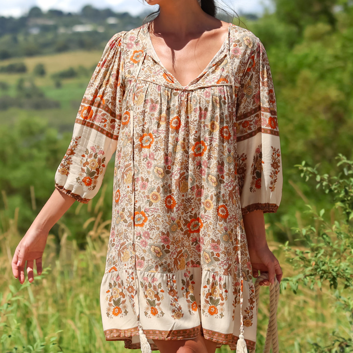 helda mini dress Shop Dresses: Helda Mini Dress - Aletta Print Brown