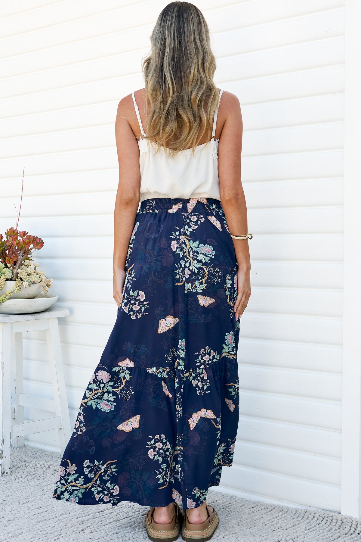 Hellen Maxi Skirt - High Waisted Skirt with Front Splits in Colette Print