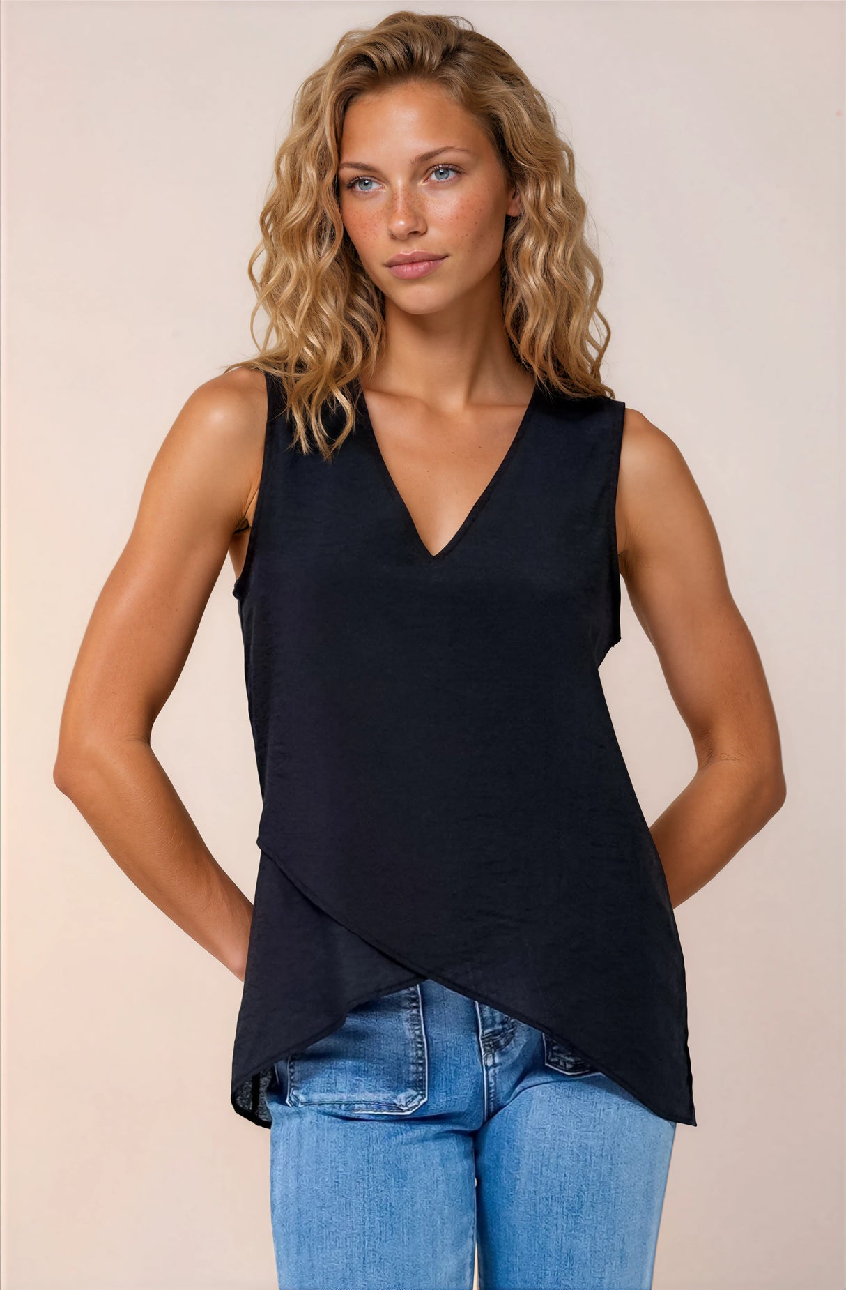 Model wearing Hemingway Top in Black from Salty Crush