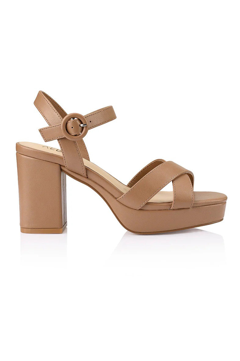 Heppell Platform Heels - Dark Camel Smooth