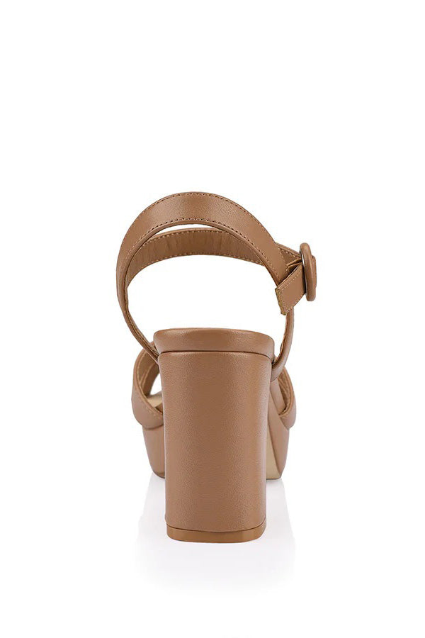 Heppell Platform Heels - Dark Camel Smooth
