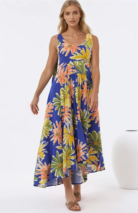 Hilde Maxi Dress - Tie Sleeve A-Line Sun Dress in Rosalia Print