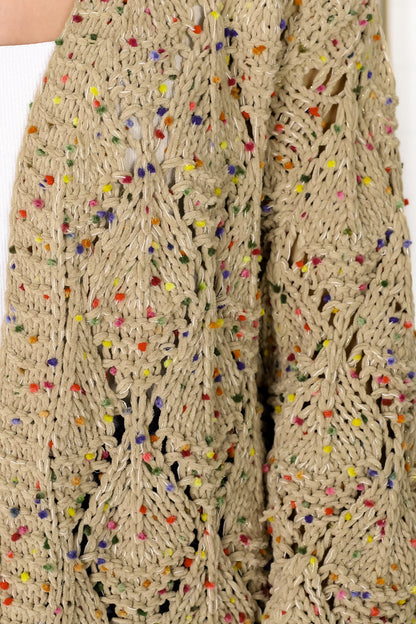 Honour Cardigan - Rainbow Speck Open Knit Cardigan in  Pistachio