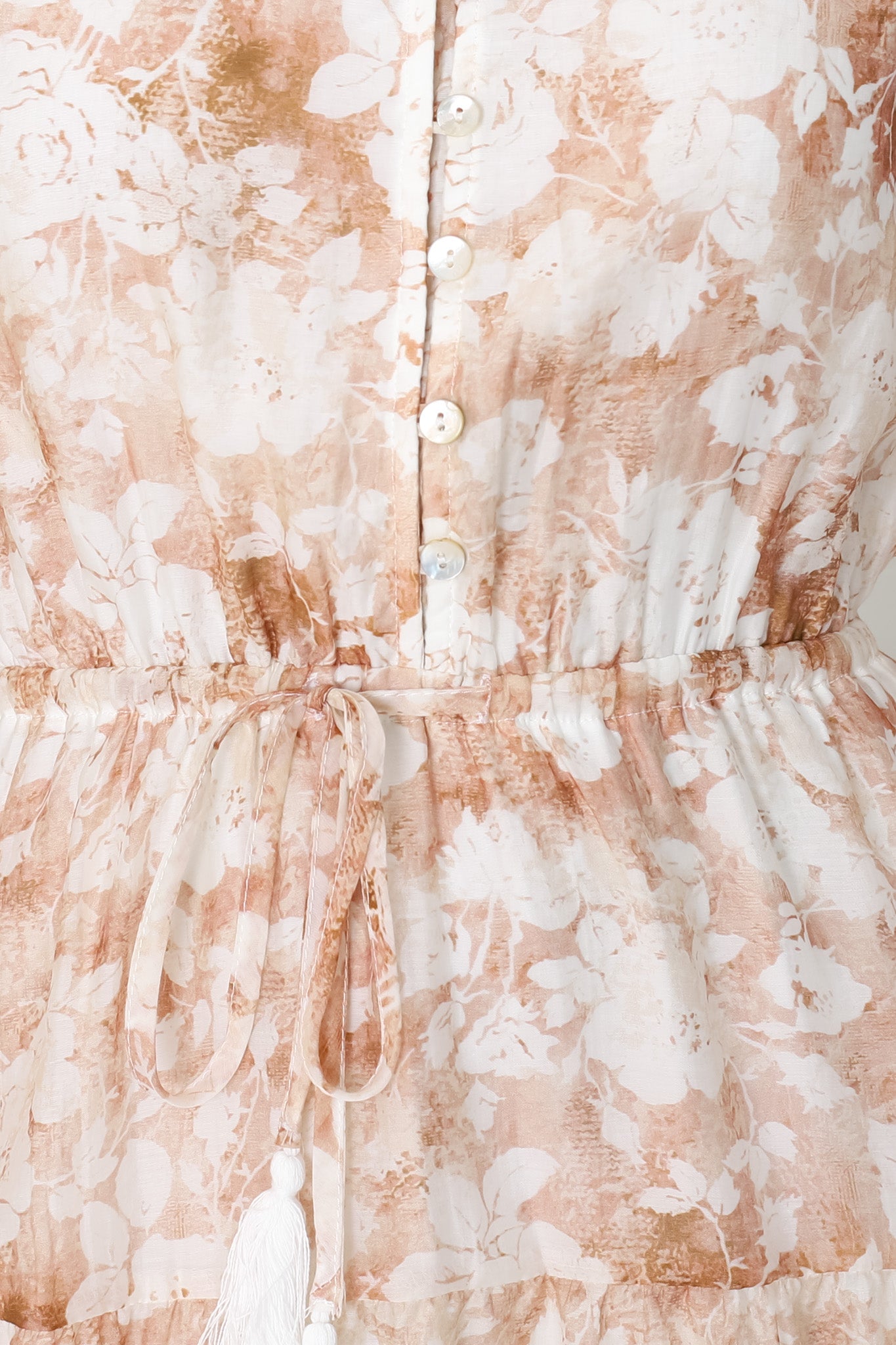 Alicia Mini Dress - A Line Tiered Dress with Pull Tie Waist in Alma Print