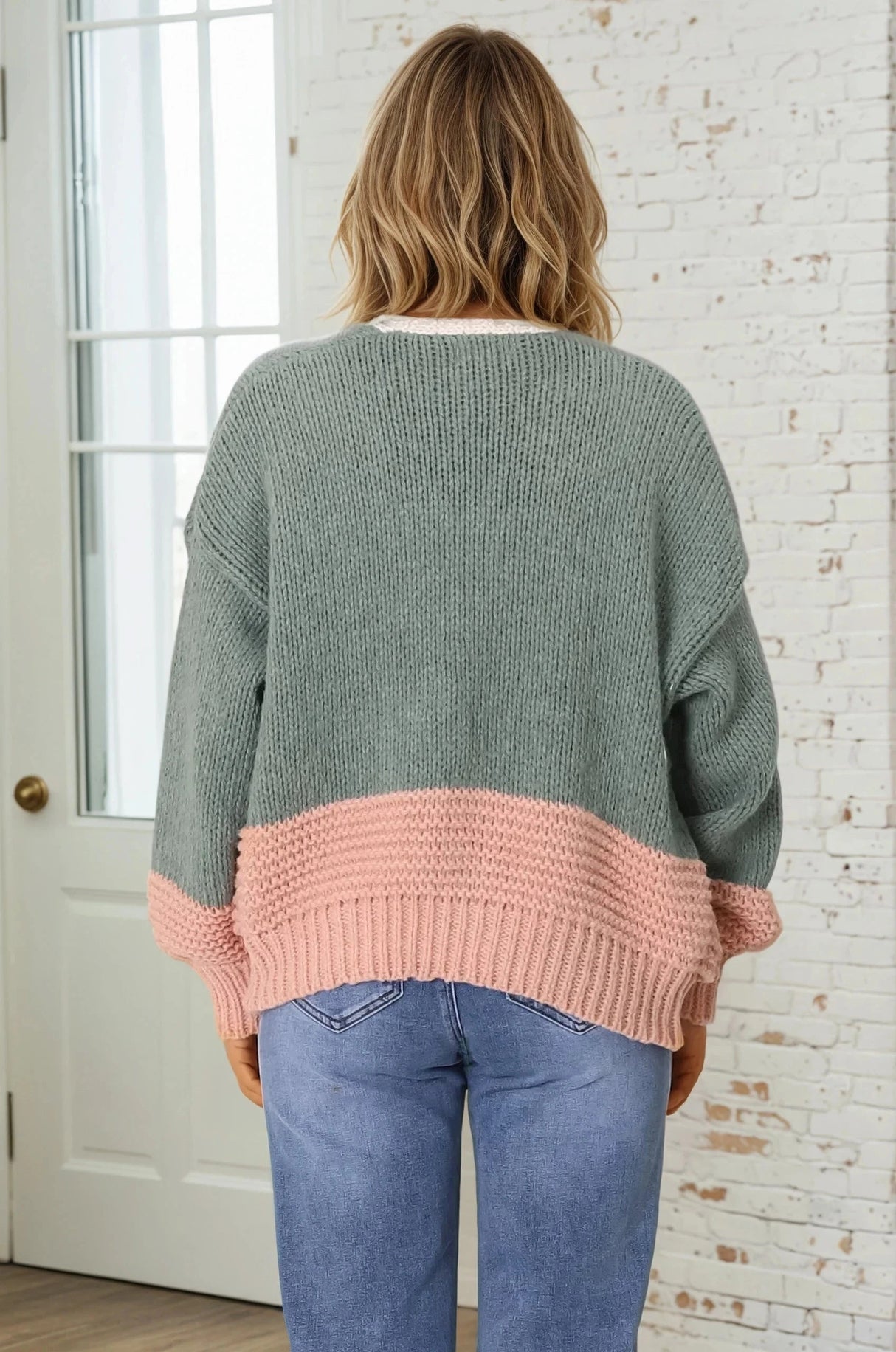 Isa Cardigan - Colour Block Open Knit in Melon