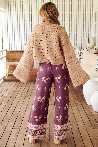 JAASE - Jax Pants: High Waisted Straight Leg Pant in Dolcetto Print