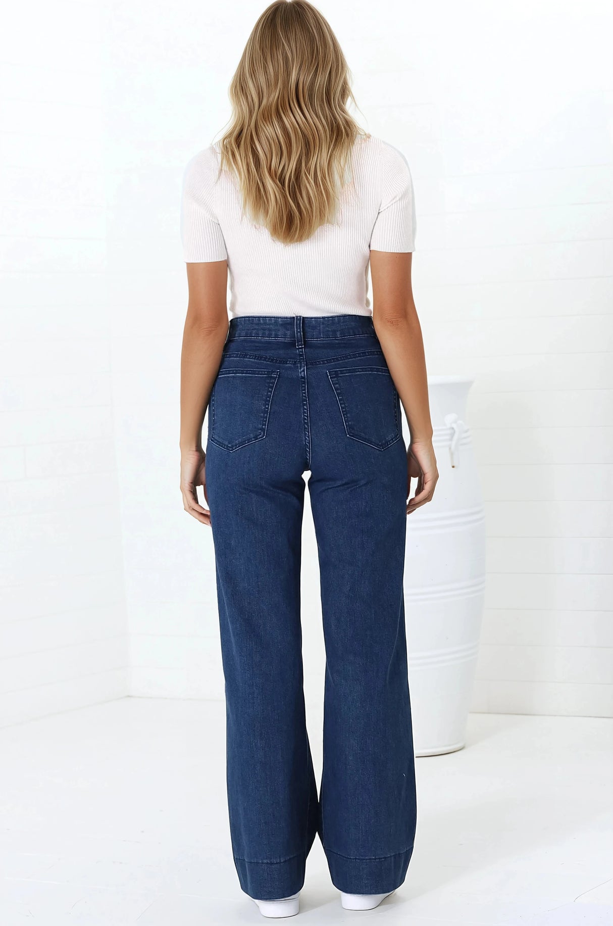 Jesse Jeans - High Waisted Wide Leg Jeans in Dark Denim