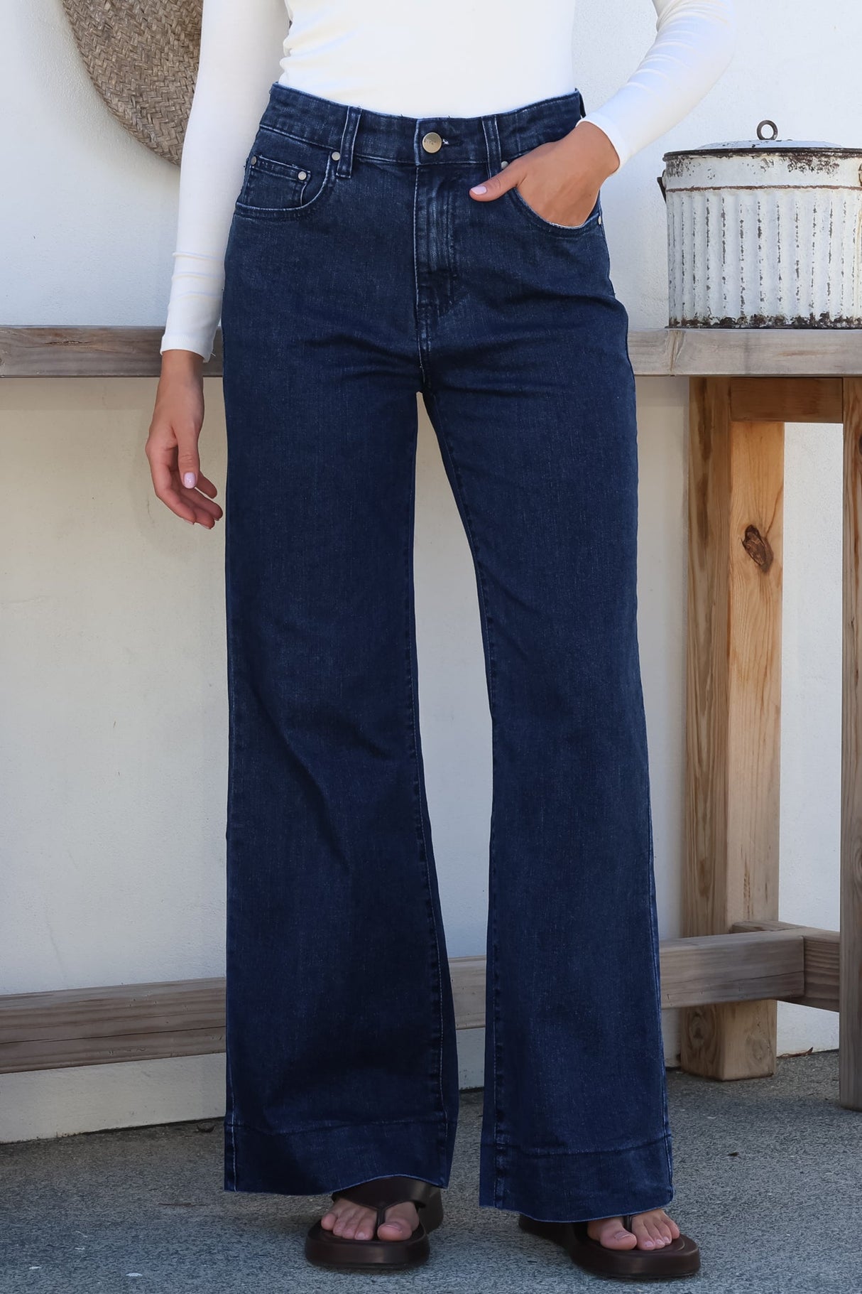Jesse Jeans - High Waisted Wide Leg Jeans in Dark Denim
