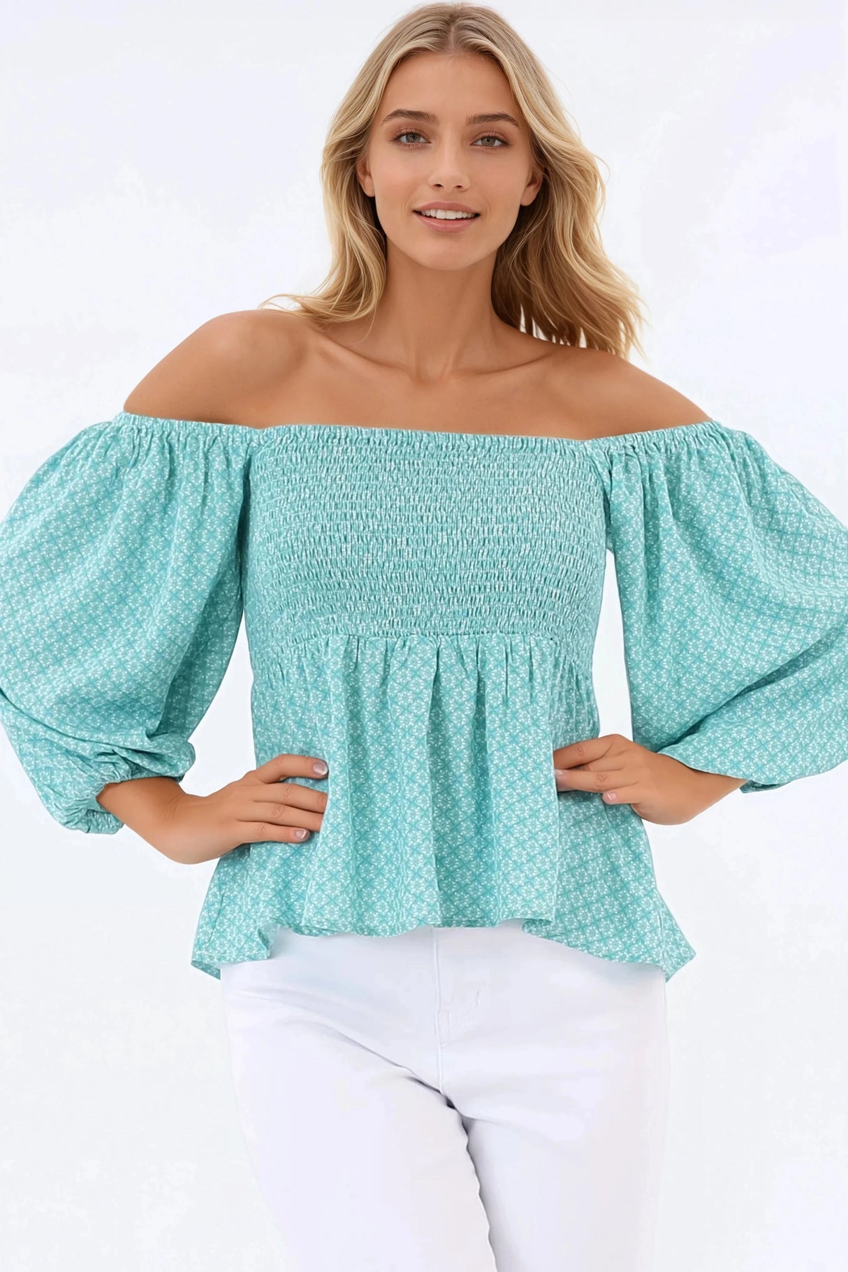 Jones Top - On or Off Shoulder Pull Over Top in Airin Print