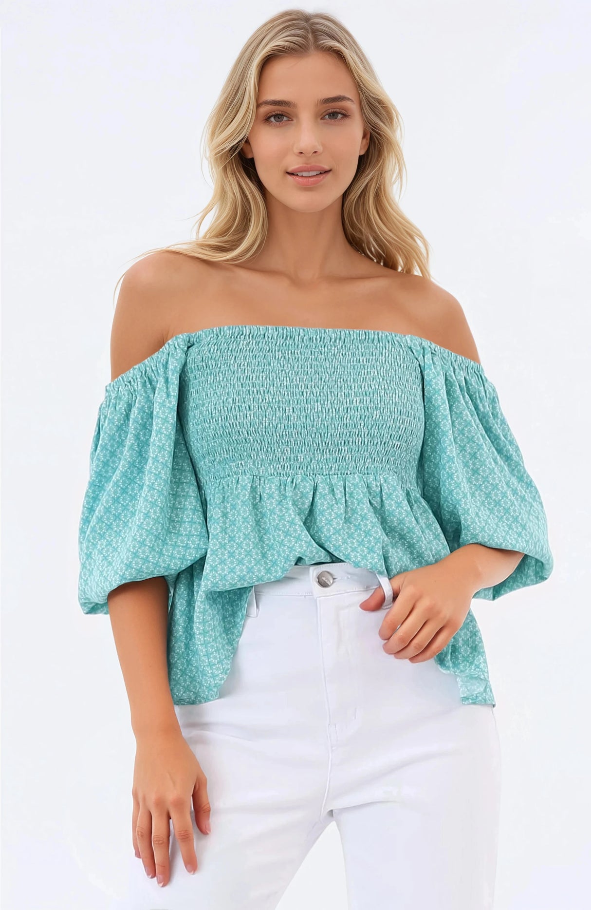 Jones Top - On or Off Shoulder Pull Over Top in Airin Print