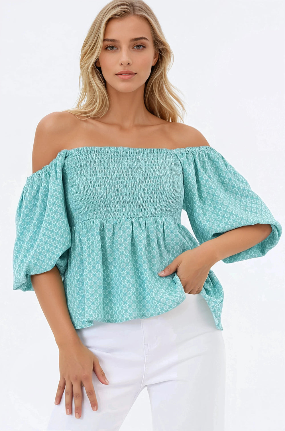 Jones Top - On or Off Shoulder Pull Over Top in Airin Print