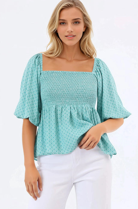 Jones Top - On or Off Shoulder Pull Over Top in Airin Print