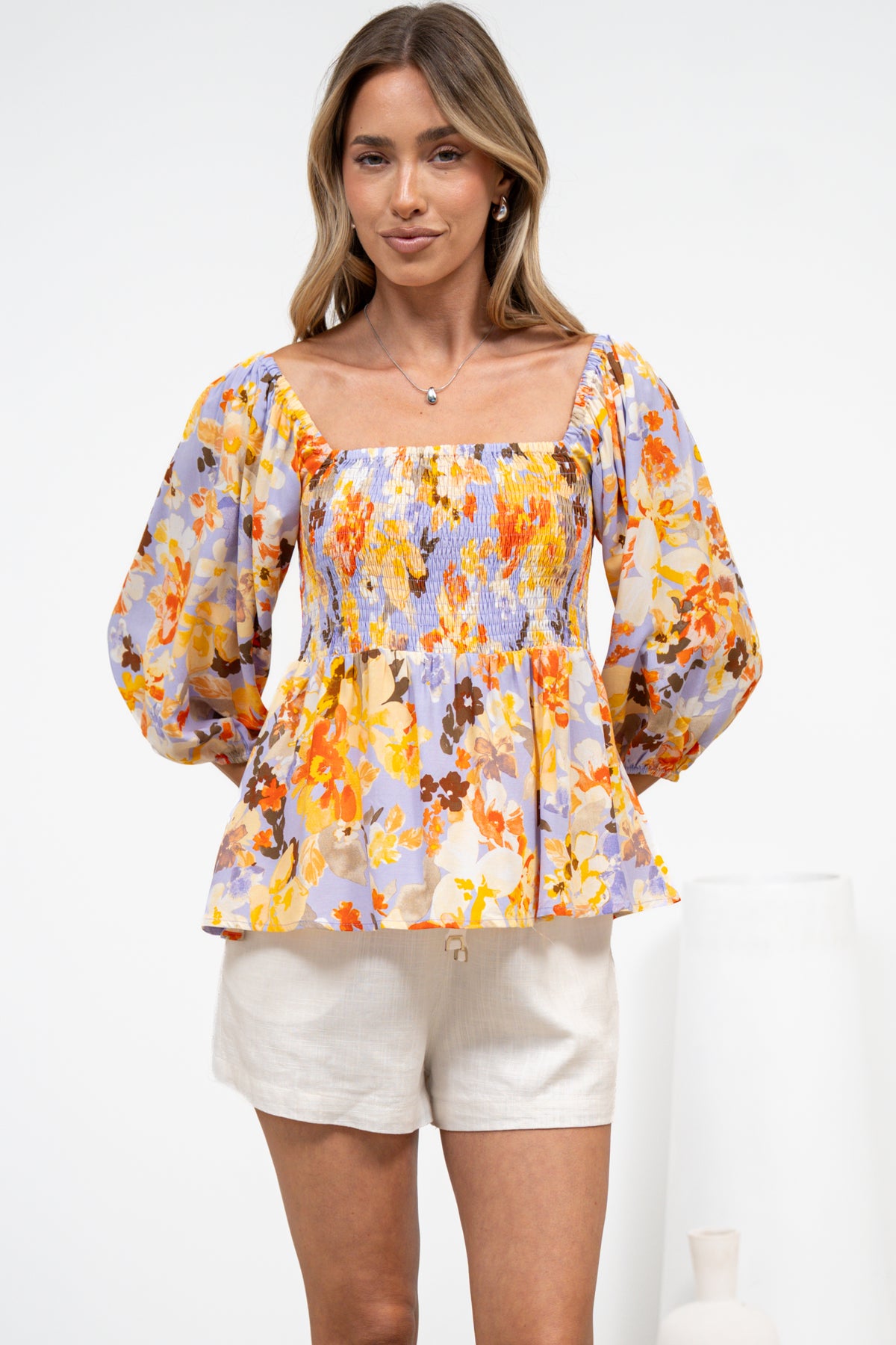 Jones Top - On or Off Shoulder Pull Over Top in Lavandine Print