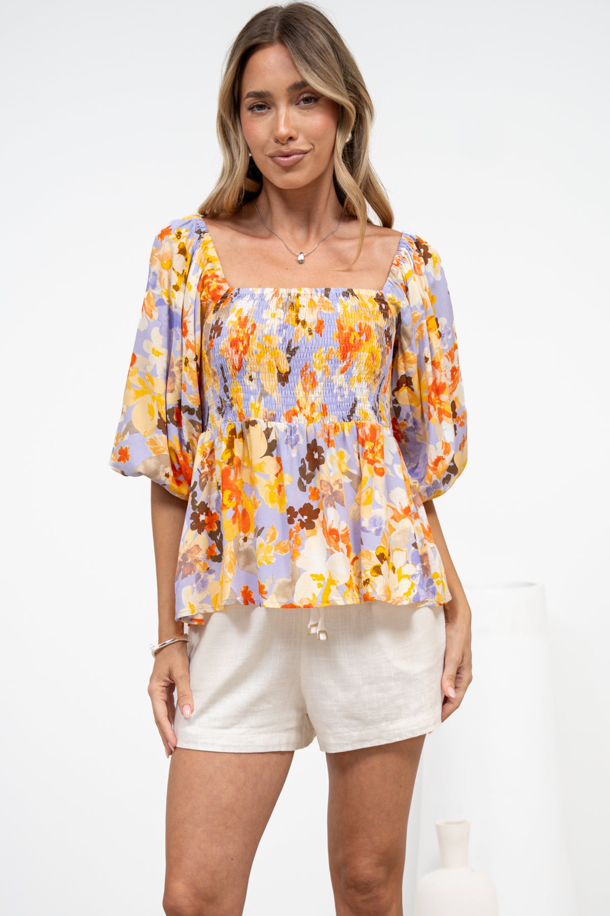 Jones Top - On or Off Shoulder Pull Over Top in Lavandine Print