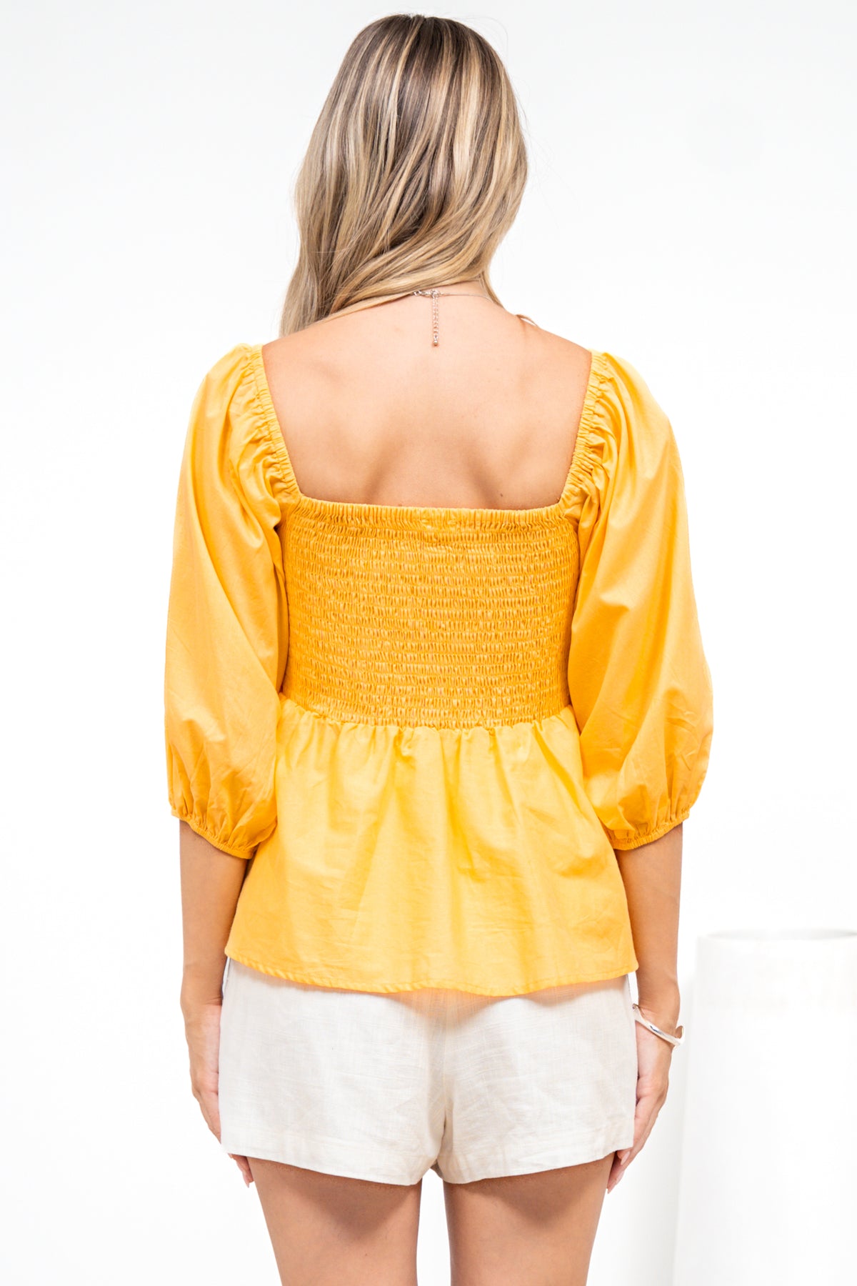Jones Top - On or Off Shoulder Pull Over Top in Yellow