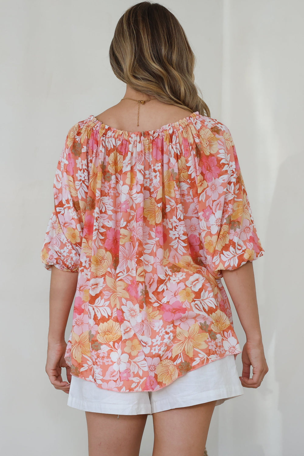 Journee Top - On or Off Shoulder Button Down in Tammi Print