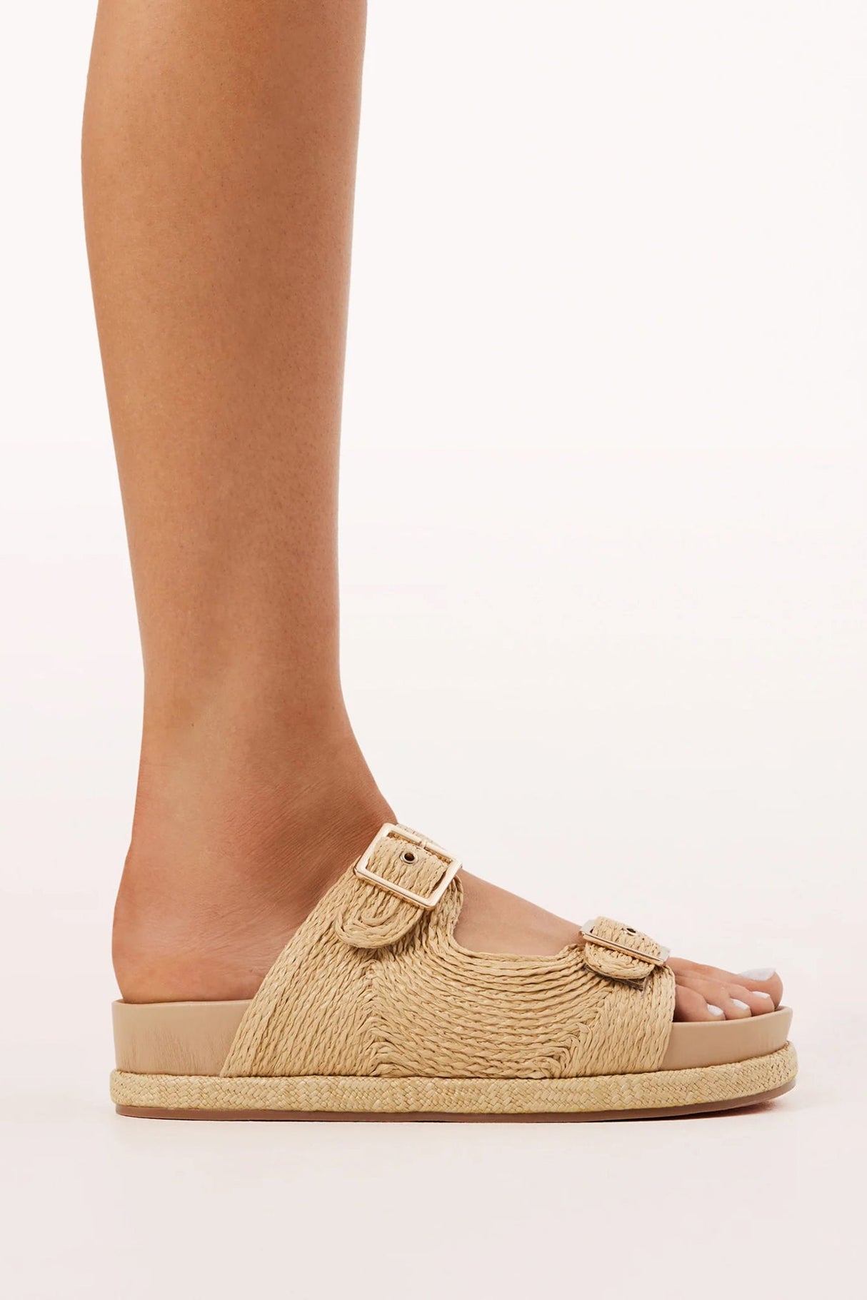 Juliet Sandals - Platform Slide in Natural Raffia