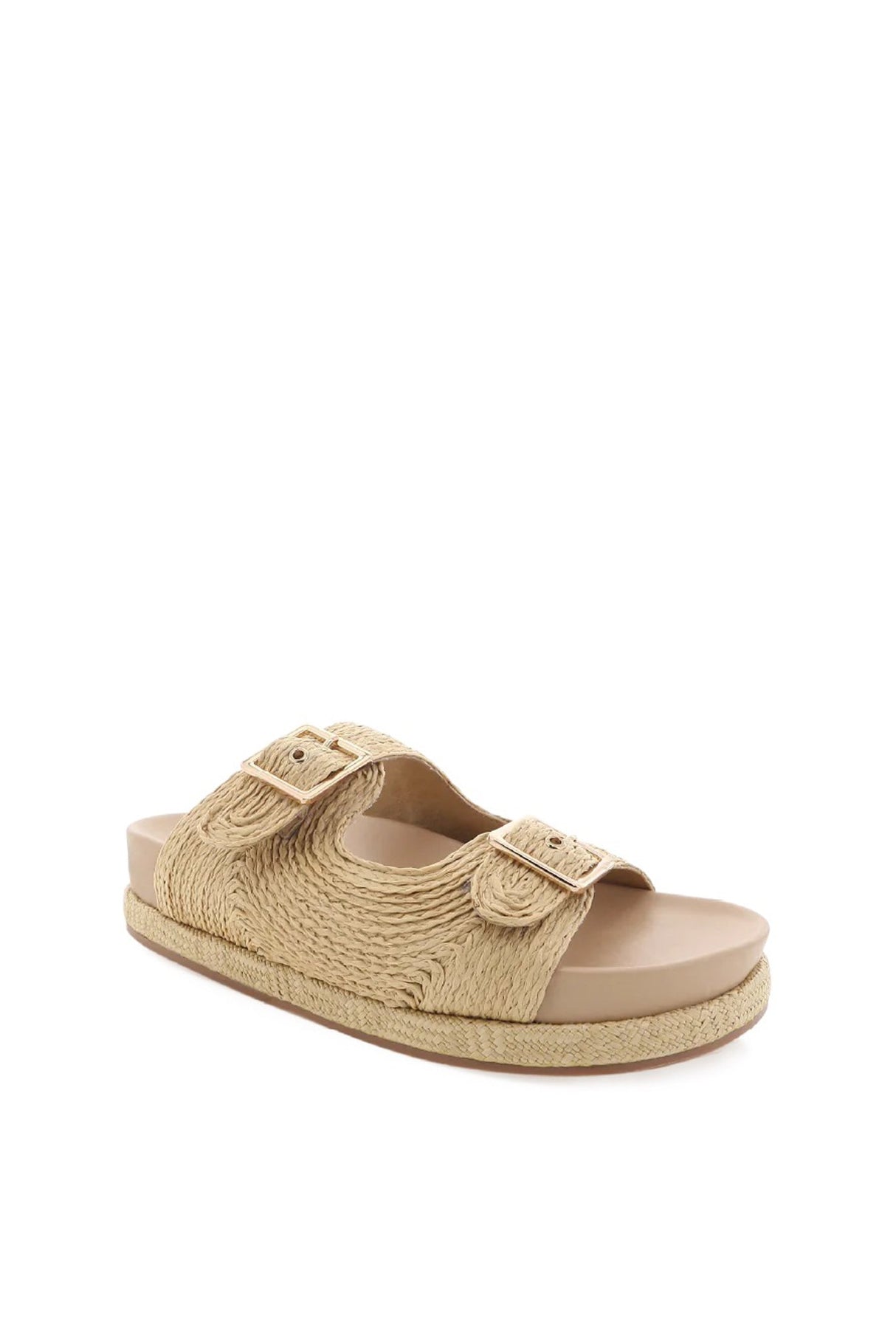 Juliet Sandals - Platform Slide in Natural Raffia
