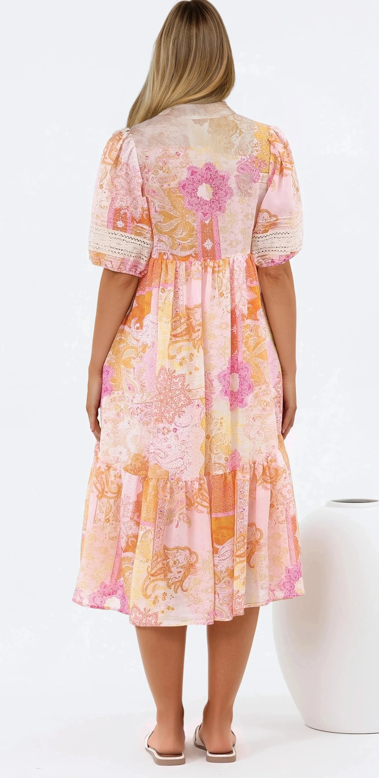 Justine Midi Dress - Bermuda Collar Pull Over Dress with Rara Print