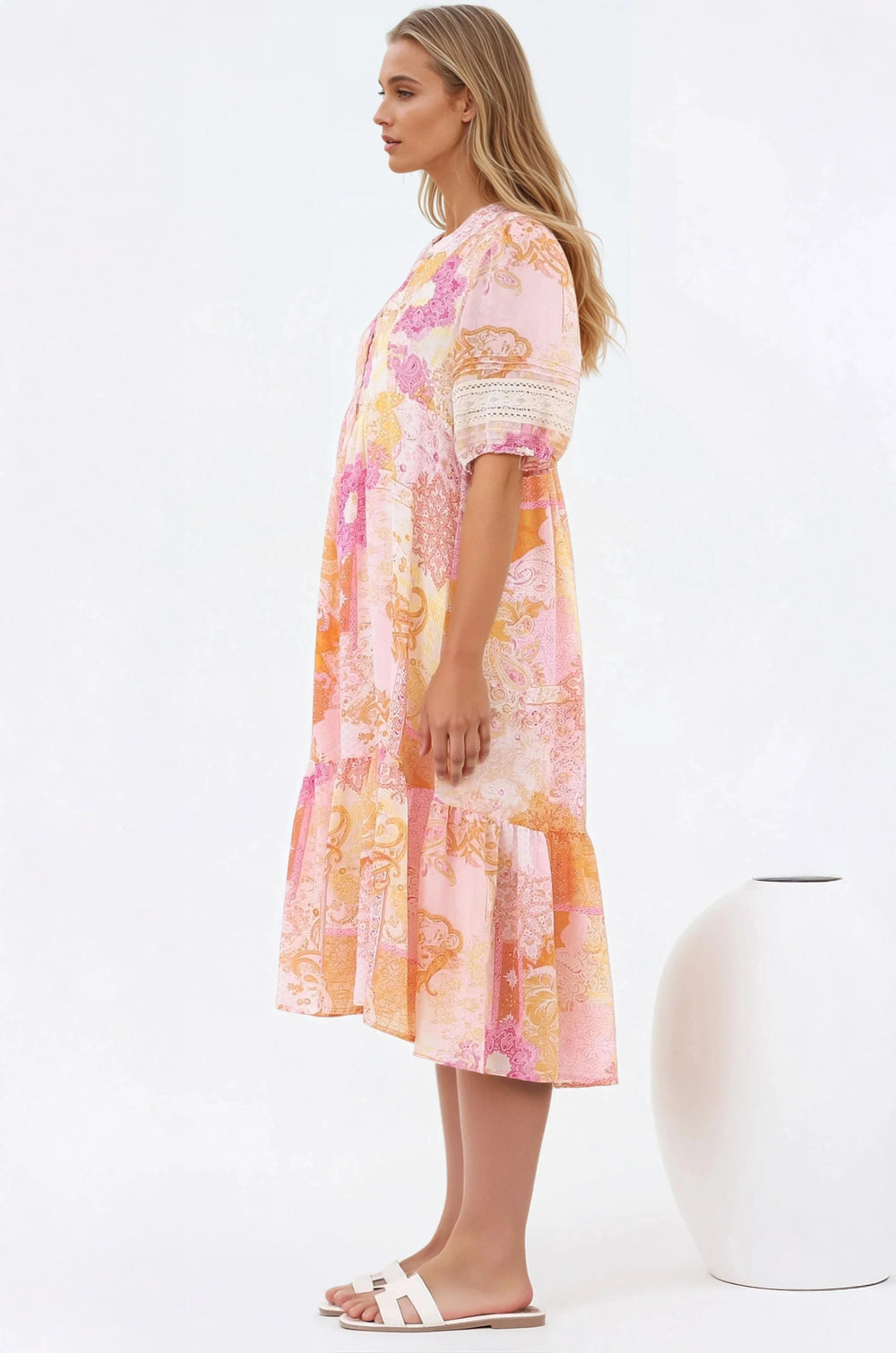 Justine Midi Dress - Bermuda Collar Pull Over Dress with Rara Print