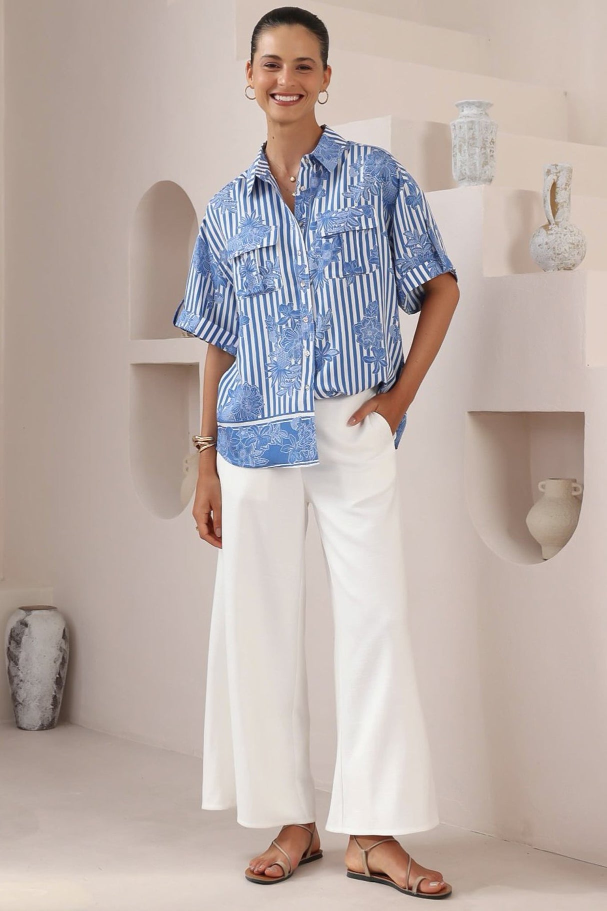 Kade Shirt - Collared Button Down with Pockets in Keller Print