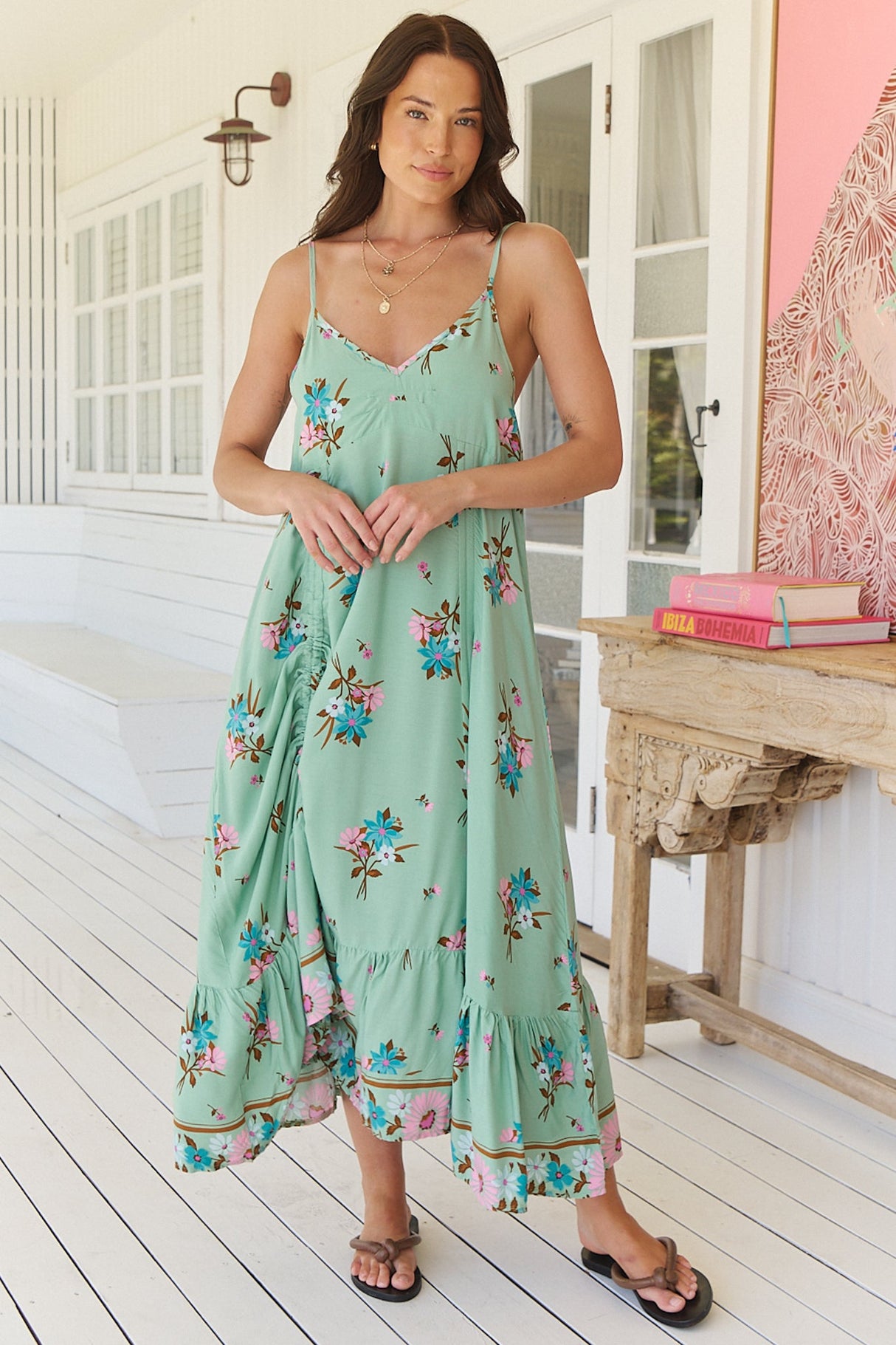 Kimi Midi Dress - Adjustable Length Sun Dress in Maribel Print