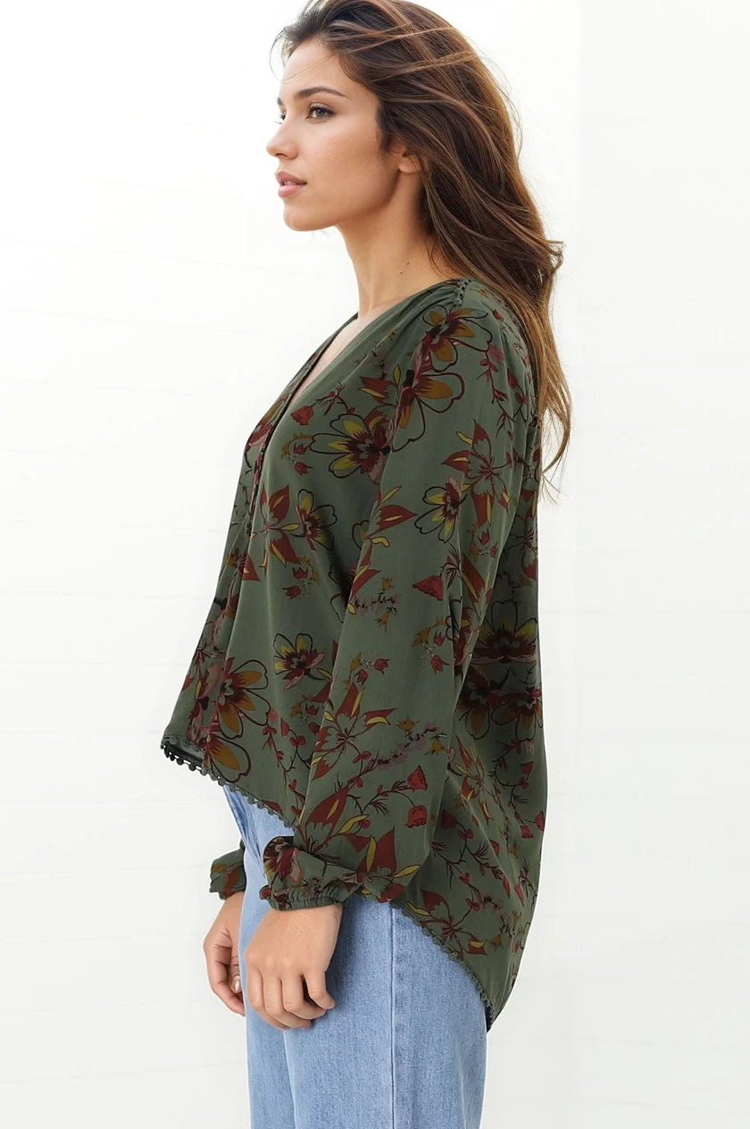JAASE - Koi Top: Long Sleeve Sleeve in Esme Print