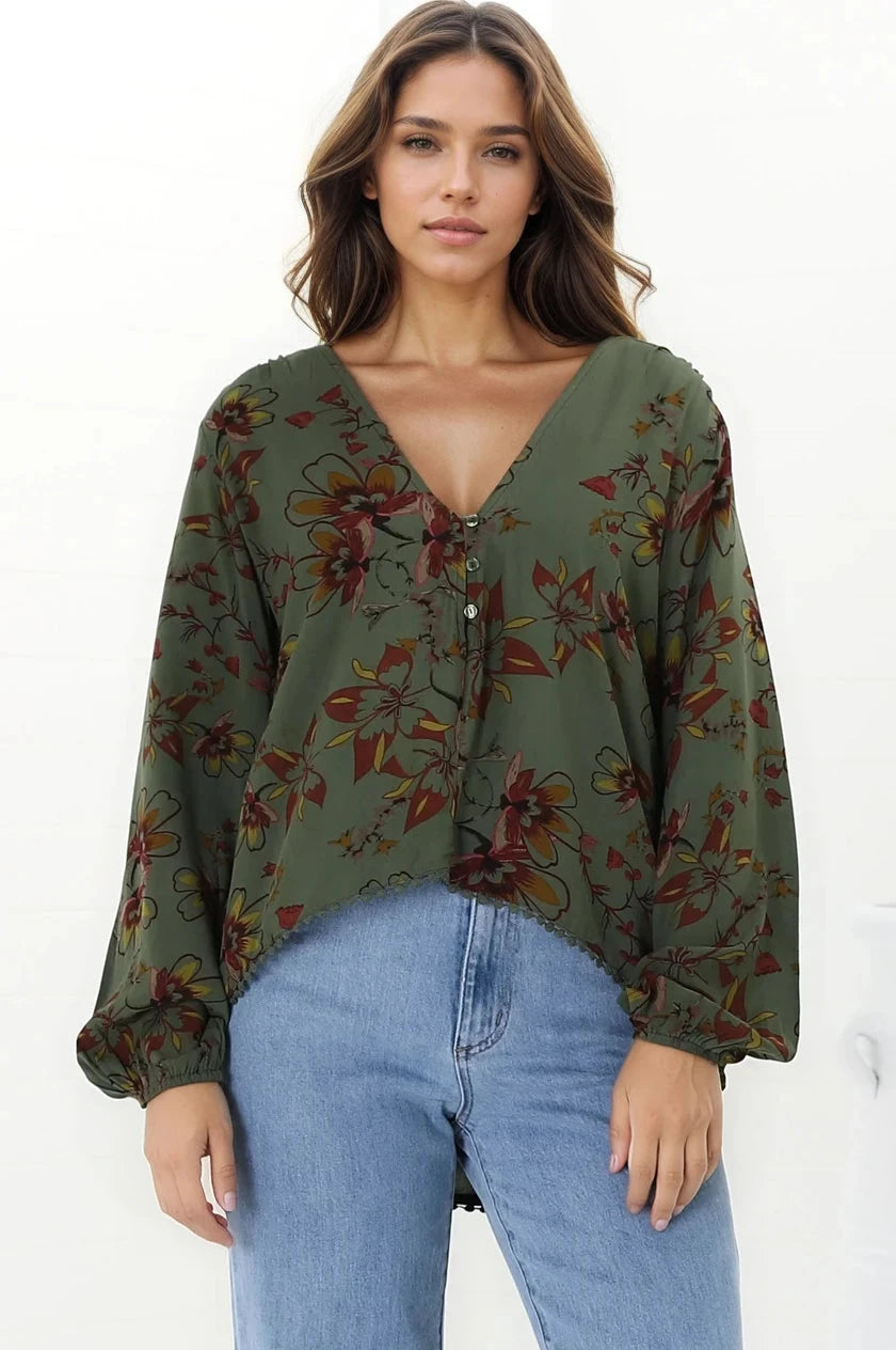 JAASE - Koi Top: Long Sleeve Sleeve in Esme Print