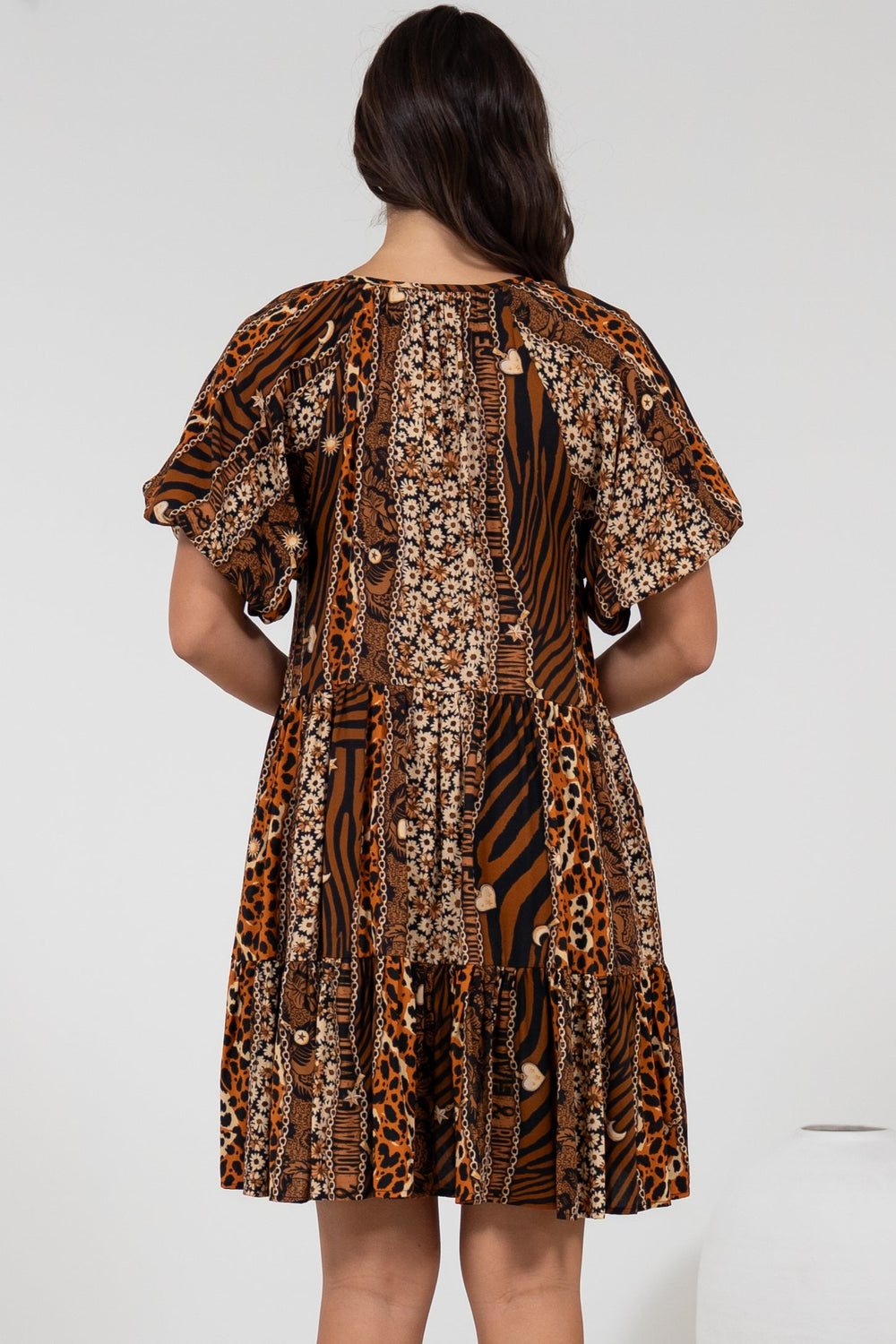 Lia Mini Dress - Balloon Sleeve Smock Dress in Riley Print