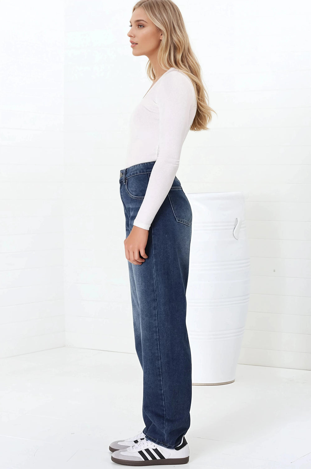 Luca Jeans - Whiskers Relaxed Barrel Jean in Dark Denim