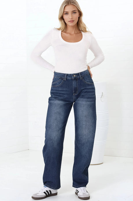 Luca Jeans - Whiskers Relaxed Barrel Jean in Dark Denim