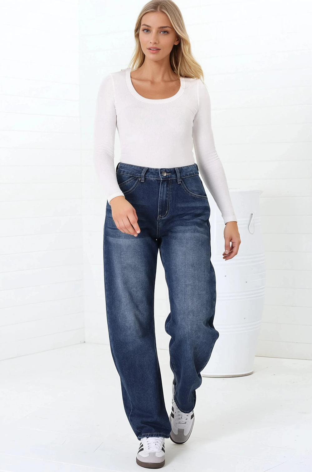 Luca Jeans - Whiskers Relaxed Barrel Jean in Dark Denim
