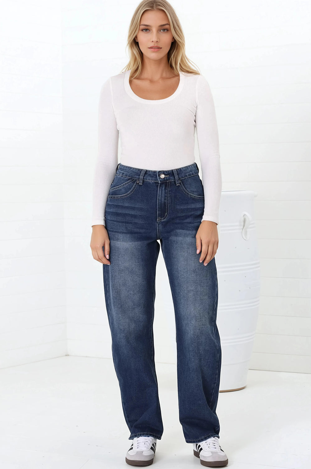 Luca Jeans - Whiskers Relaxed Barrel Jean in Dark Denim