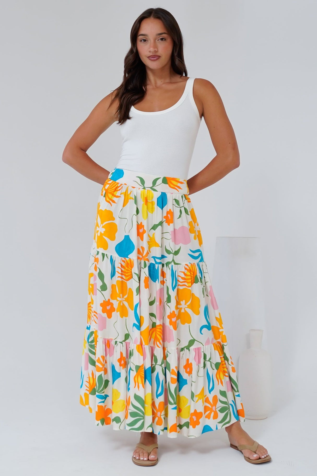 Maggie Maxi Skirt - Elasticated High Waist Skirt in Sumo Print