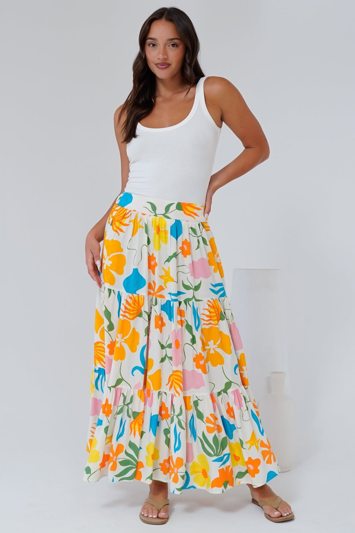Maggie Maxi Skirt - Elasticated High Waist Skirt in Sumo Print
