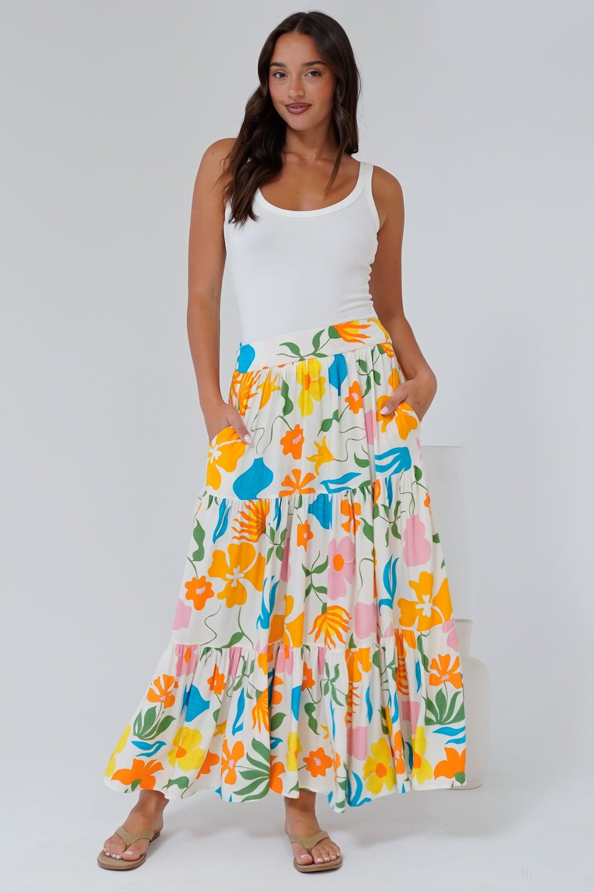 Maggie Maxi Skirt - Elasticated High Waist Skirt in Sumo Print