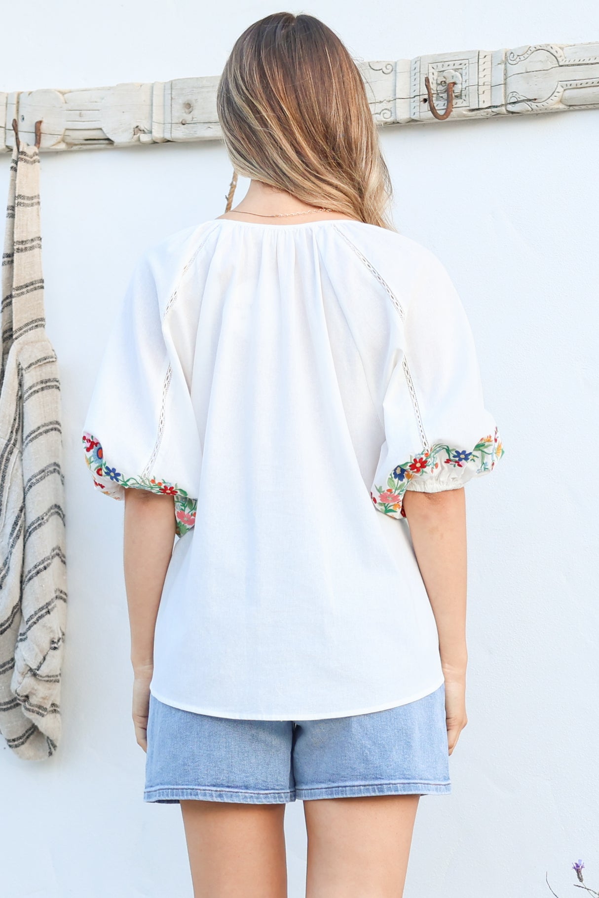Model wearing Margerie Top in White from Salty Crush