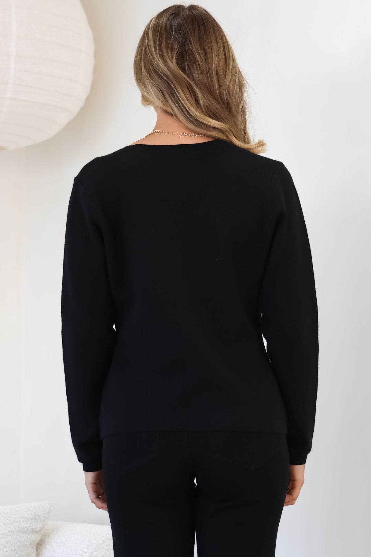 Margot Cardigan - Gold Buttoned Cardigan in Black