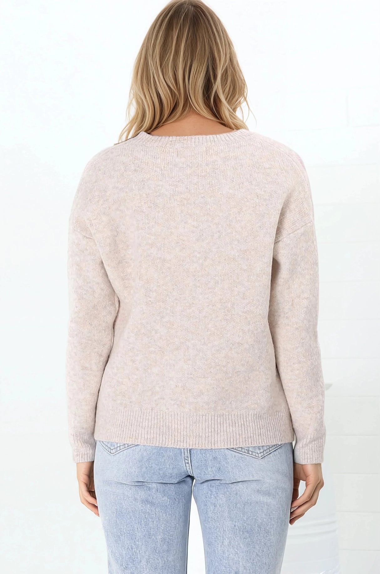 Marlin Jumper - Crew Neck Floral in Beige