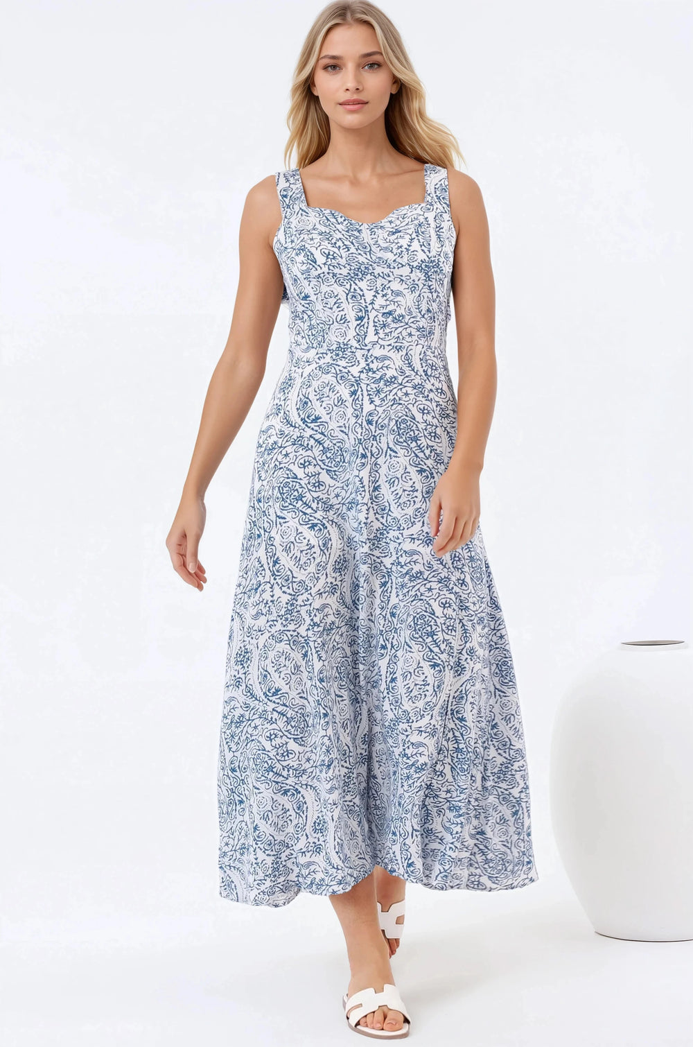 Meryn Midi Dress - Tie Sleeve A-Line Sun Dress in Talitha Print