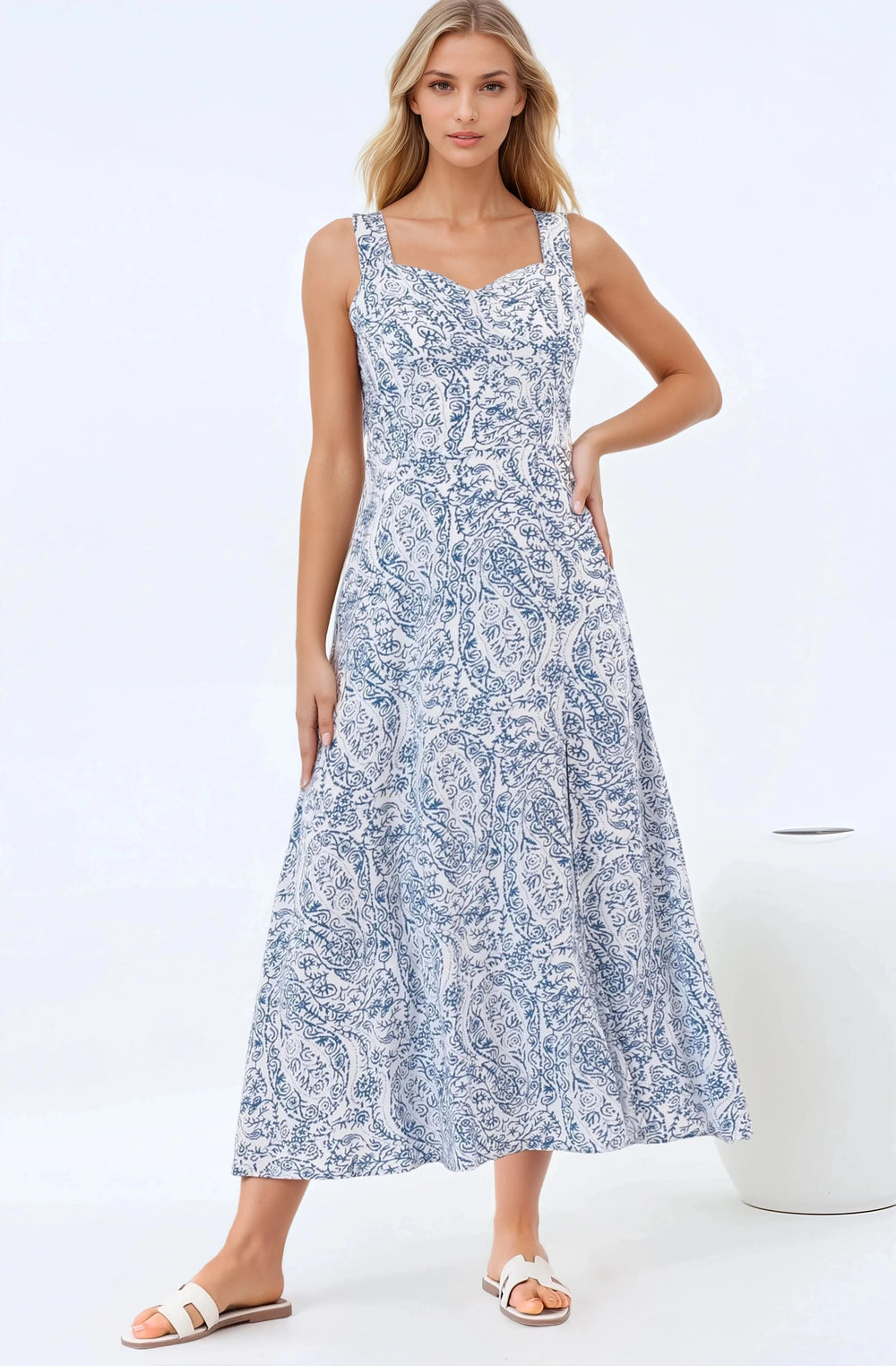 Meryn Midi Dress - Tie Sleeve A-Line Sun Dress in Talitha Print