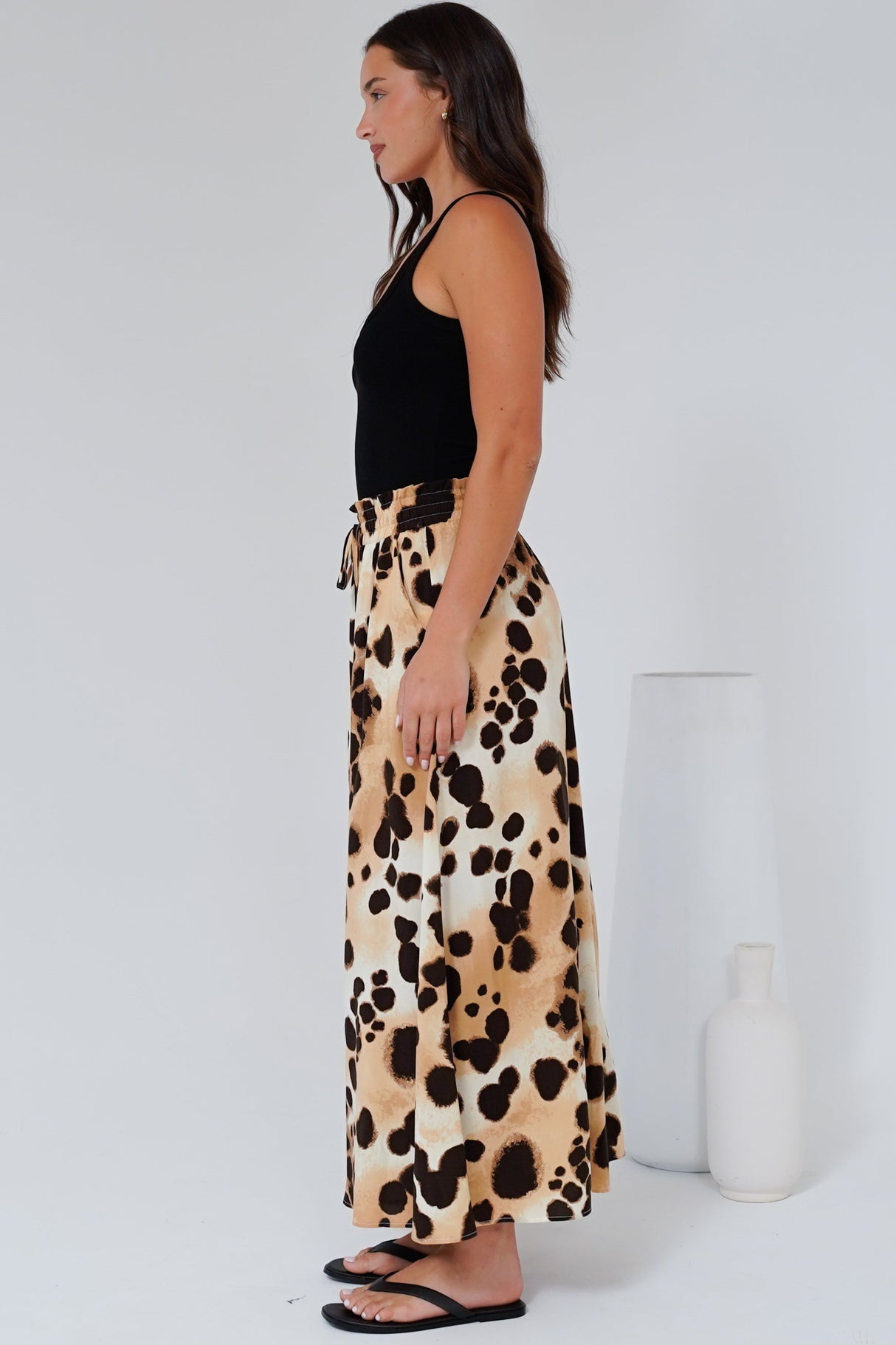 Mezza Pants - Paper Bag High Waisted Wide Leg Pants in Wild Ones Print