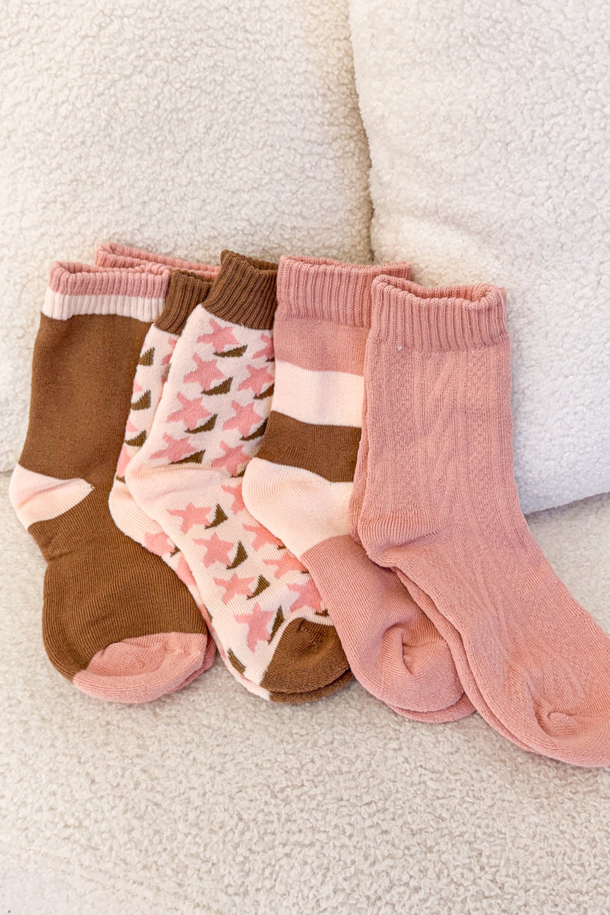 Quinby Thermal Socks 4 Pack - Pink/Brown